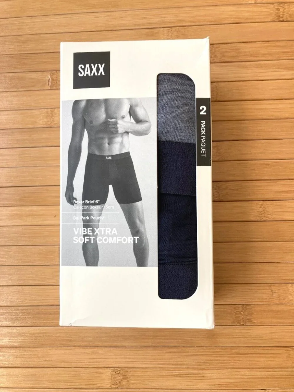 SAXX Vibe Xtra Soft Comfort Boxer Brief Fly 2-Pack Mens XL Black/Dark Gray NEW